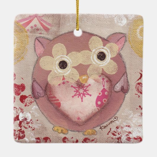 Holiday Owl Keramikornament (Rückseite)