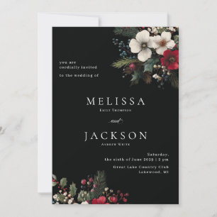 Holiday Painterly Winter Bouquet Wedding Einladung