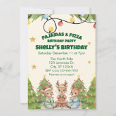 Holiday Pajama Pizza Birthday Party, reindeer Einladung (Vorderseite)