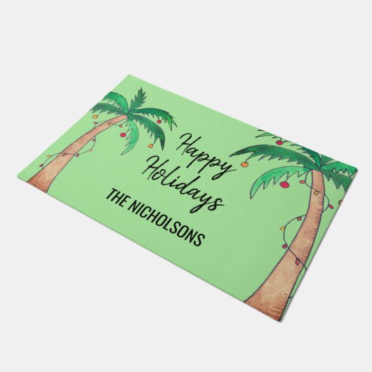 Holiday Palm Trees Personalisiert Fußmatte (Schrägansicht)