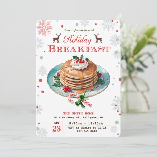Holiday Pancakes Einladung (Stehend Vorderseite)