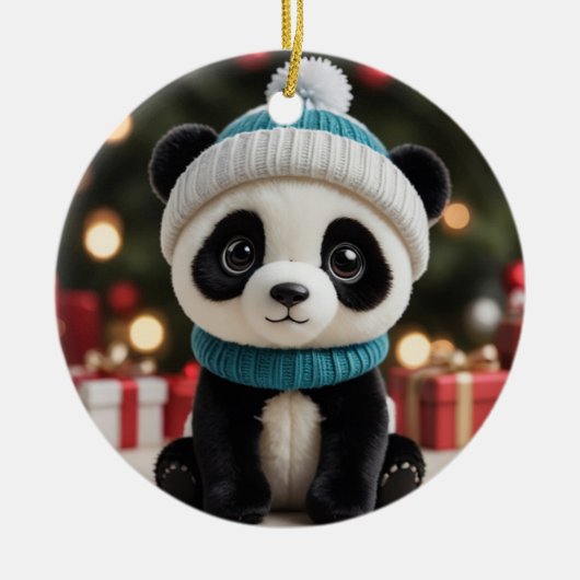 Holiday Panda Keramik Ornament (Vorne)