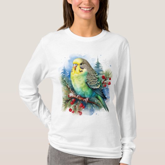 Holiday Parakeet auf einer Kiefernstrasse mit Berr T-Shirt (Vorderseite)
