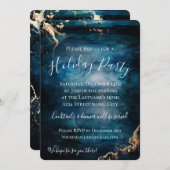 Holiday Party Blue & Gold Einladung (Vorne/Hinten)