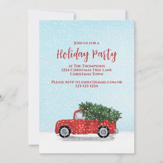 Holiday Party Classic Red Truck Custom Einladung (Vorderseite)