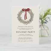 Holiday Party Festive Christmas Wreath Invitation Einladung (Stehend Vorderseite)