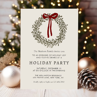 Holiday Party Festive Christmas Wreath Invitation Einladung