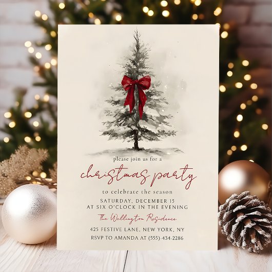 Holiday Party Festive Christmas Wreath Invitation Einladung