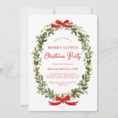 Holiday Party Festive Christmas Wreath Ribbon Einladung (Vorderseite)