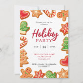 Holiday Party Gingerbrot Cookie Einladung (Vorderseite)