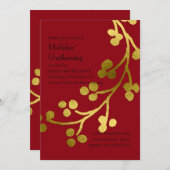 Holiday Party Gold Berry Zweigniederlassung in jed Einladung (Vorne/Hinten)