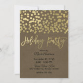 Holiday Party Gold Script Modern Chic Rustic Kraft Einladung (Vorderseite)
