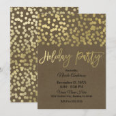 Holiday Party Gold Script Modern Chic Rustic Kraft Einladung (Vorne/Hinten)