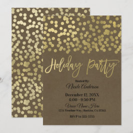 Holiday Party Gold Script Modern Chic Rustic Kraft Einladung