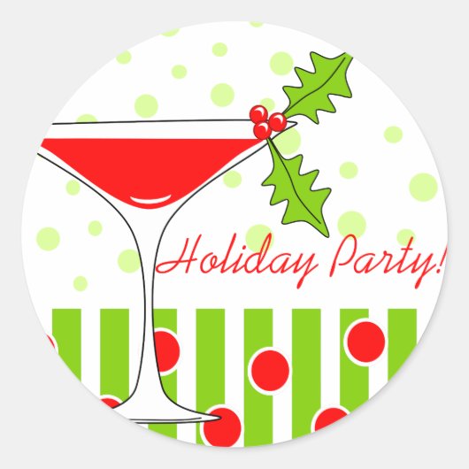 Holiday Party Holly Cocktail Sticker (Vorderseite)