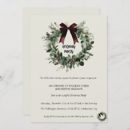 Holiday Party Invitation Elegant Christmas Wreath Einladung