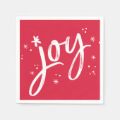 HOLIDAY PARTY joy skriptred white Glitzern Serviette (Vorderseite)