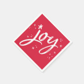 HOLIDAY PARTY joy skriptred white Glitzern Serviette (Ecke)