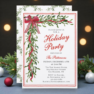 Holiday Party Mistletoe Bow Modern Christmas Party Einladung