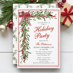 Holiday Party Mistletoe Bow Modern Christmas Party Einladung