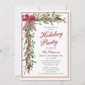 Holiday Party Mistletoe Bow Modern Christmas Party Einladung (Vorderseite)