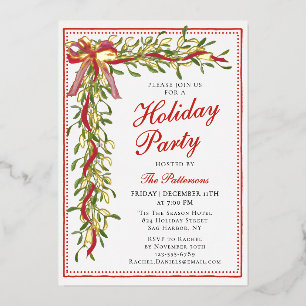 Holiday Party Mistletoe Bow Modern Christmas Party Folieneinladung