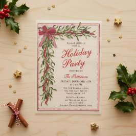 Holiday Party Mistletoe Bow Modern Christmas Party Pergament Einladungen