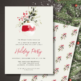 Holiday Party Modern Minimal Watercolor Ornament  Feiertagskarte