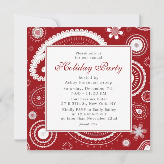 Holiday Party Modernes Red Corporate Weihnachtsfes Einladung (Vorderseite)