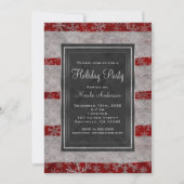 Holiday Party Modernes Rotes Marmor Silberschneefl Einladung (Vorderseite)