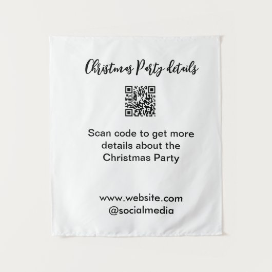 Holiday party Scan QR code details website social  Wandteppich (Vorderseite)