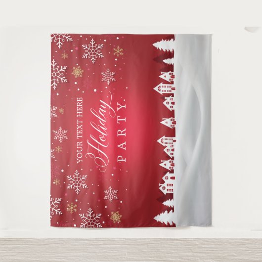 Holiday Party snowflakes photobooth backdrop Wandteppich (Vorderseite)