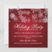 Holiday Party Snowflakes Rot Einladung (Vorderseite)