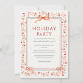 Holiday Party Winter Red Bow Botanical Holiday Einladung (Vorderseite)