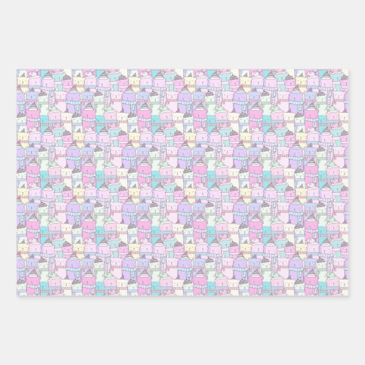 Holiday Pastel Winter Bears Geschenkpapier Set (Vorderseite)
