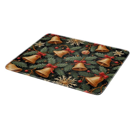 Holiday pattern, Christmas Bells with Snowflakes, Schneidebrett (Ecke)
