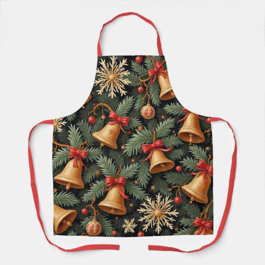 Holiday pattern, Christmas Bells with Snowflakes, Schürze (Vorderseite)