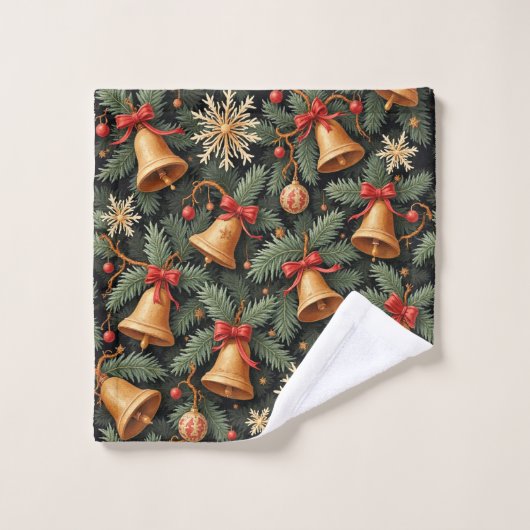 Holiday pattern, Christmas Bells with Snowflakes, Waschlappen (Waschlappen)