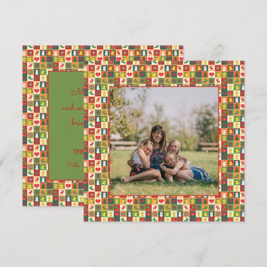 Holiday Pattern Foto Feiertagskarte (Vorne/Hinten)