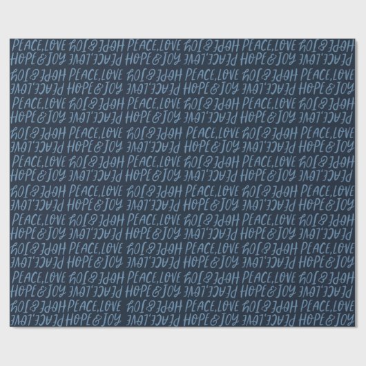 Holiday Peace Liebe hoffen Freude marineblauen Wei Geschenkpapier (Flach)