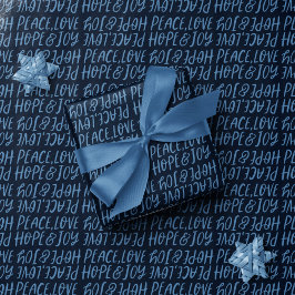 Holiday Peace Liebe hoffen Freude marineblauen Wei Geschenkpapier