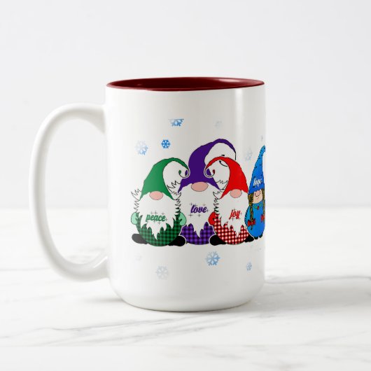 Holiday Peace Liebe Joy Hope Gnome Kaffee Tasse (Links)