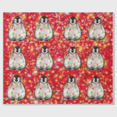 Holiday Penguin - blinkende rote und grüne Lichter Geschenkpapier (Flach)
