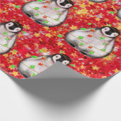 Holiday Penguin - blinkende rote und grüne Lichter Geschenkpapier (Ecke)