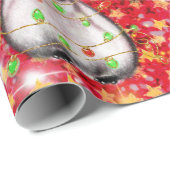 Holiday Penguin - blinkende rote und grüne Lichter Geschenkpapier (Rolleneckpunkt)
