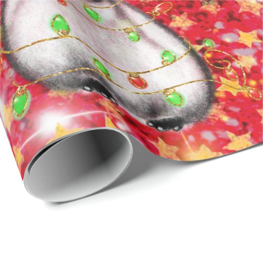 Holiday Penguin - blinkende rote und grüne Lichter Geschenkpapier (Rolleneckpunkt)