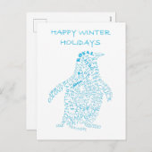 Holiday Penguin Calligram Feiertagspostkarte (Vorne/Hinten)