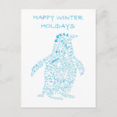 Holiday Penguin Calligram Feiertagspostkarte (Vorderseite)