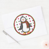 Holiday Penguin Cupcake Toppers Weihnachten Runder Aufkleber (Umschlag)