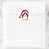 Holiday Penguin in Red Hat Runder Aufkleber (Tasche)